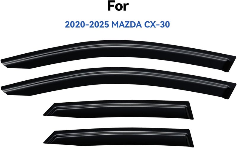 YQAUTEC حواجز المطر للنوافذ لسيارة مازدا CX-30 من 2020-2026، واقيات هواء النوافذ الخارجية لسيارة مازدا CX30 2.5 S Select Sport Preferred Premium Turbo من 20-25 - Image 2